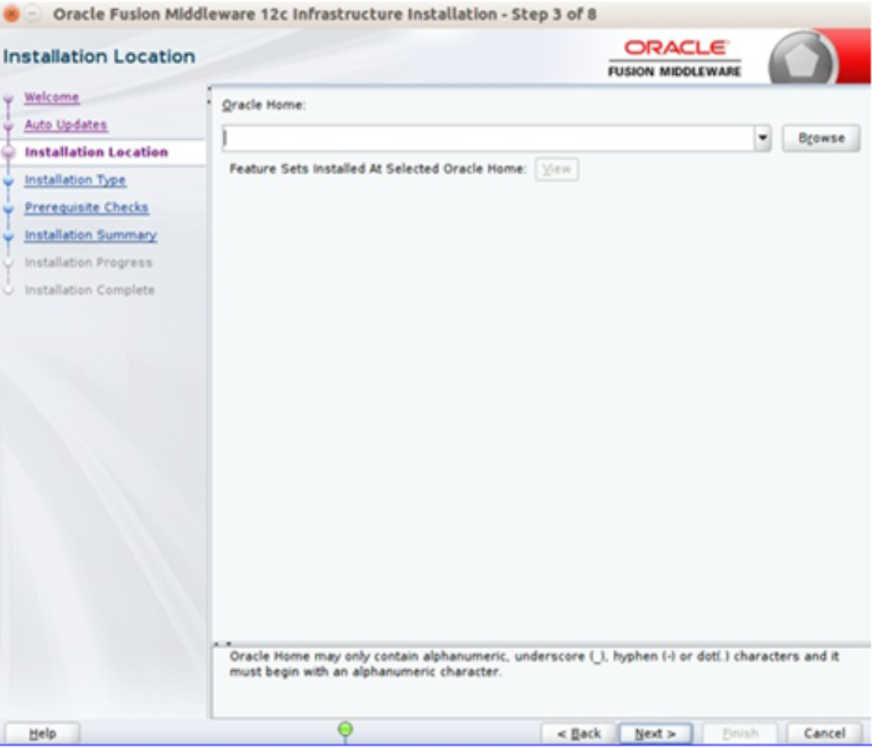 Installation Location window